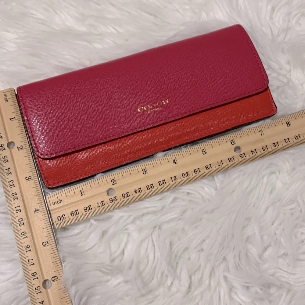 COACH color block long line wallet snap closure card compartments leather - Picture 10 of 12